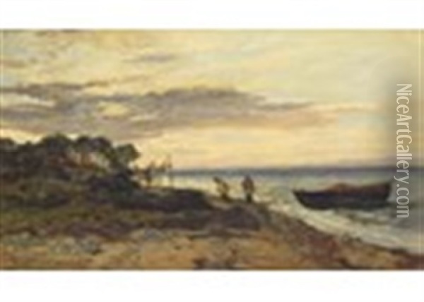 Fishermen On The Shore Oil Painting - Alexander Fraser the Younger