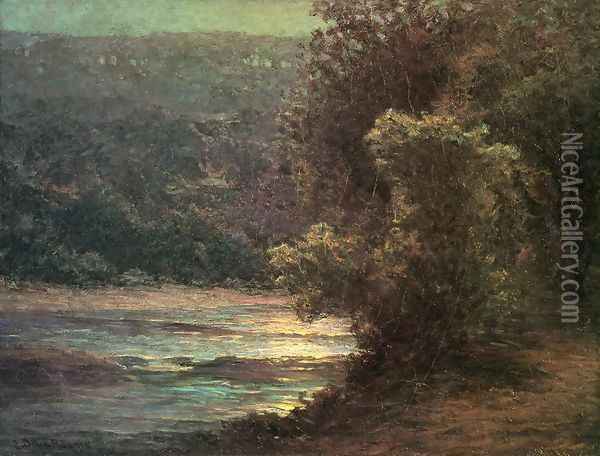 Moonlight on the Whitewater Oil Painting - John Ottis Adams