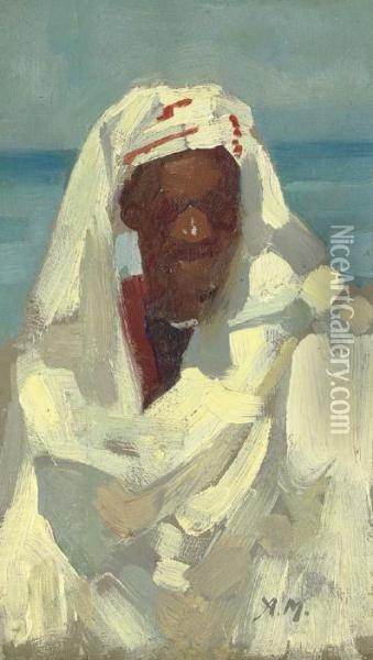 Head Of An Arab Oil Painting - Alexander Mann