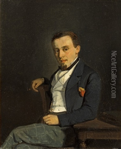 Portrait D'homme Au Cigare Oil Painting - Francois-Louis-David Bocion