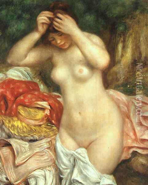 Bather Arranging Her Hair Oil Painting - Pierre Auguste Renoir