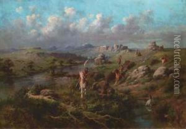 Indian Pursuit Oil Painting - Edgar Samuel Paxson