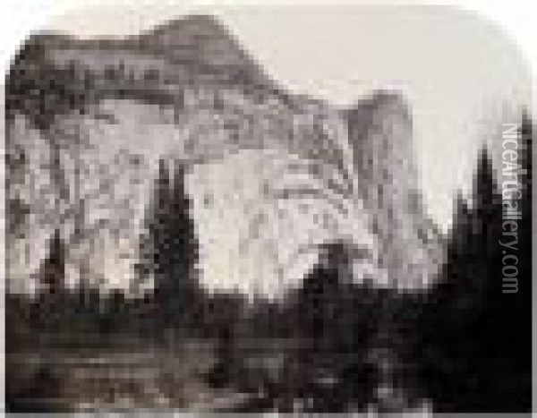 ``north Dome--royal Arches--washington Column, Yosemite' Oil Painting - Carleton E. Watkins