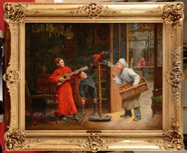 Le Perroquet Oil Painting - Paul-Charles Chocarne-Moreau