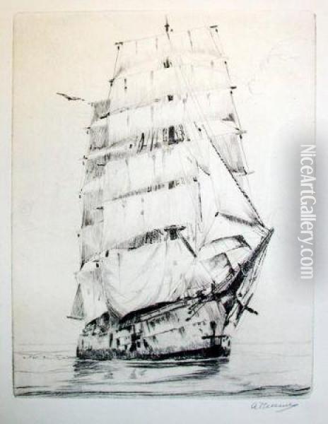 [boats Along The Shore] Oil Painting - Charles Herbert Woodbury