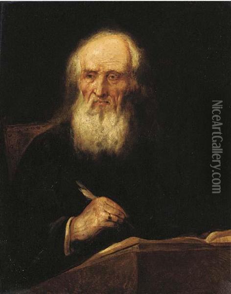 Portrait Of An Elderly Man Oil Painting - Giuseppe Nogari