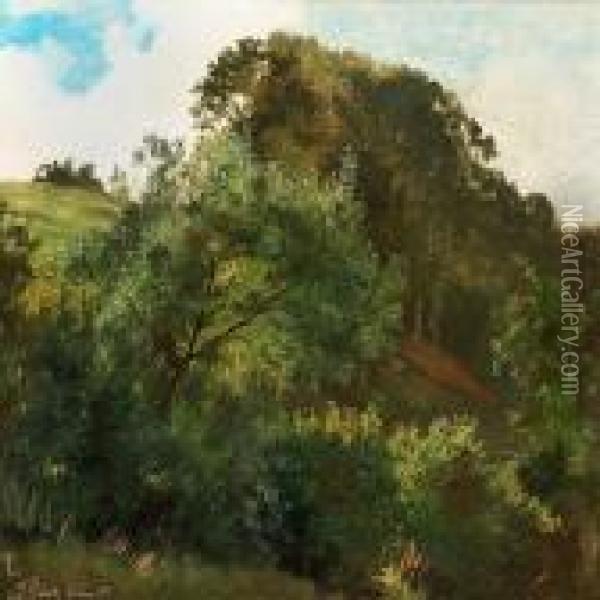 Woodland Scene Near Dunke Oil Painting - Johan Thomas Lundbye