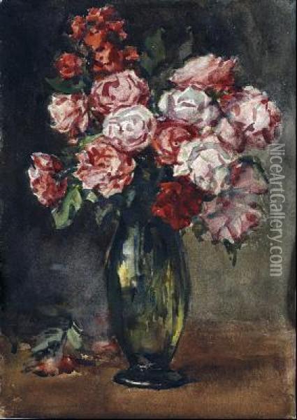 Bodegon De Rosas Oil Painting - Francisco Maura Y Montaner