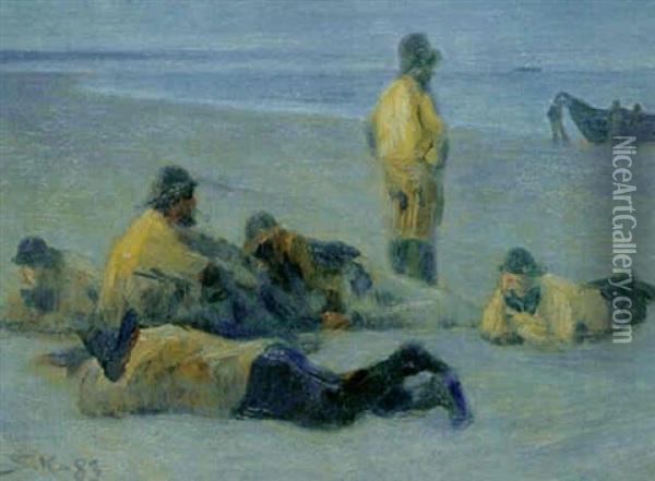 Fiskere Pa Skagen Strand Oil Painting - Peder Severin Kroyer