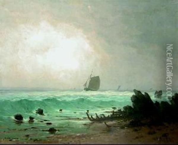 Paesaggio Marino Con Imbarcazioni Oil Painting - Luis Noel