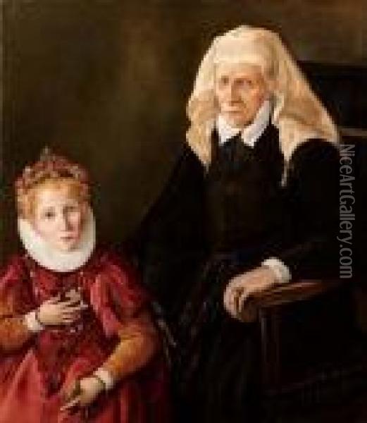 Anziana Donna Con La Nipote Oil Painting - Sofonisba Anguissola