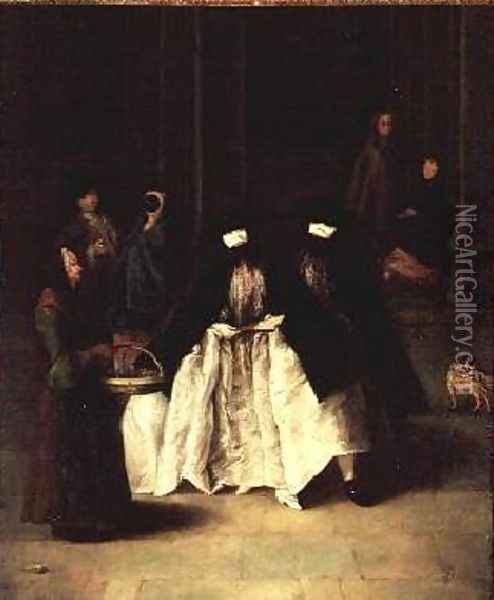 The Perfume Seller Oil Painting - Pietro Longhi