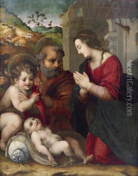 The Holy Family With The Infant Saint John The Baptist Oil Painting - Fra Bartolommeo della Porta