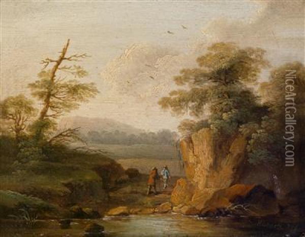 Sudliche Landschaft Mit Zwei Wanderern Oil Painting - Jacob Philipp Hackert