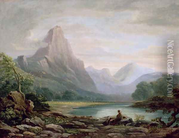 A Welsh Valley, 1819 Oil Painting - John Varley
