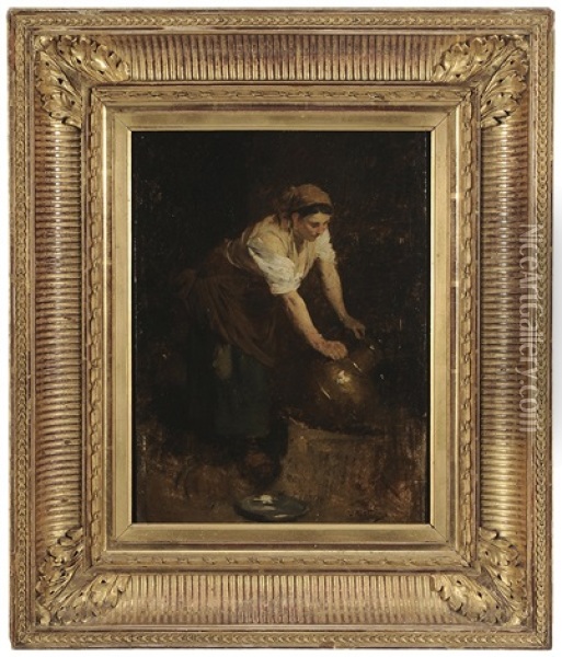 Scullery Maid Oil Painting - Louis Mettling