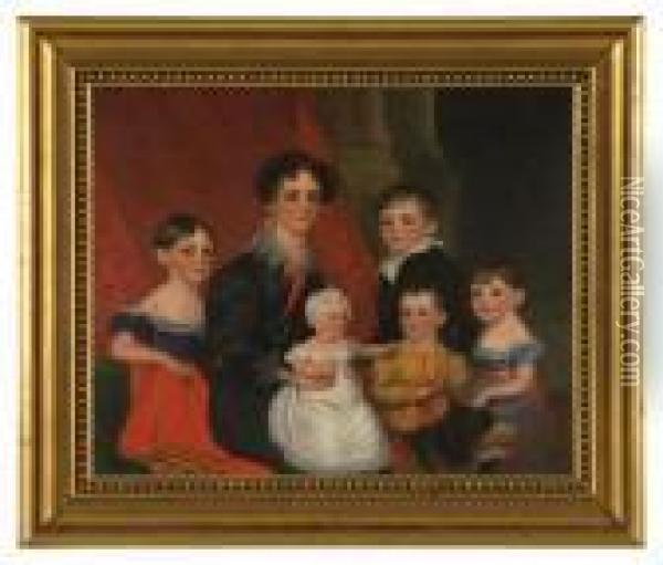 Mrs. Robert Ibbetson And Family. Oil Painting - Alfred-Edward Chalon