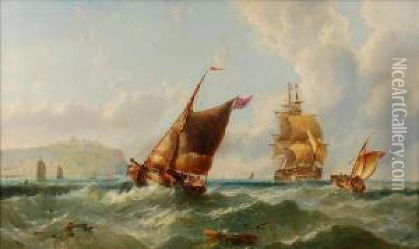 Off The Coast,probably Whitby Oil Painting - John Callow