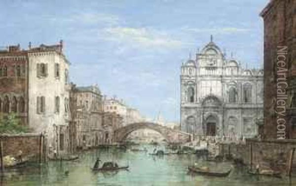 Gondolas Before The Campo San Zanipolo, Venice Oil Painting - William Haines