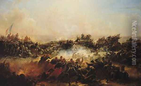 The Battle of Sebastopol right hand section of triptych Oil Painting - Jean-Charles Langlois