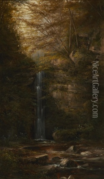 Madrone Falls Of Milliken Creek (six Rivers National Forest, California) Oil Painting - Norton Bush