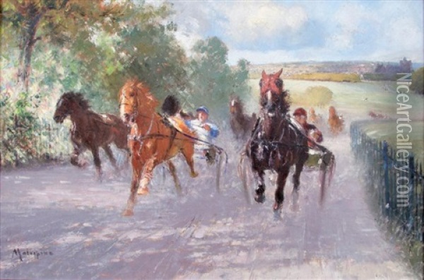 Course De Trot Attele Oil Painting - Louis Ferdinand Malespina