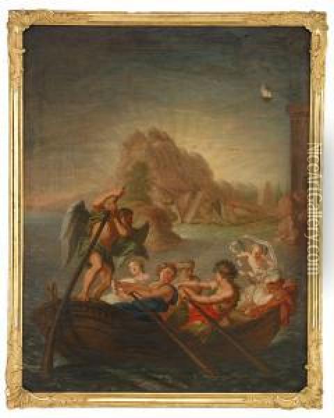 Mytologiskt Motiv Med Farden Till De Dodas Rike Oil Painting - Johan Joachim Streng