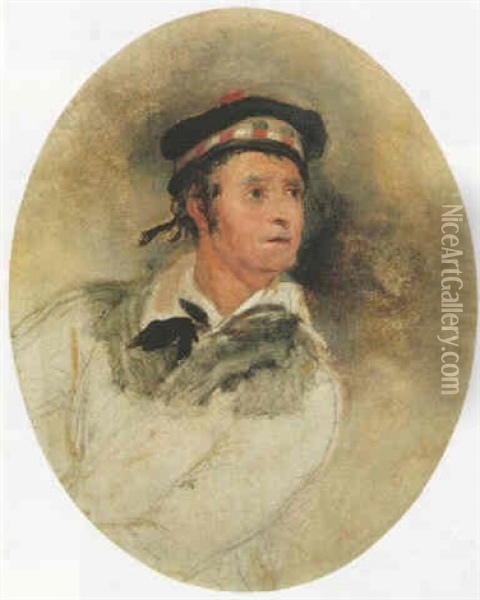 A Head Study Of A Scotsman Oil Painting - Sir Edwin Henry Landseer