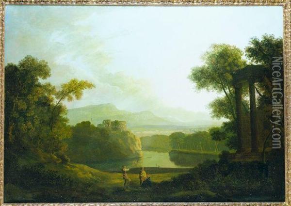 An Extensive Italianate River Landscape Oil Painting - Copleston Warre Bampfylde