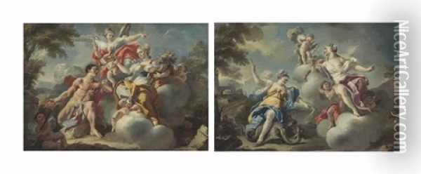 A Pair Of Allegories Oil Painting - Francesco Celebrano