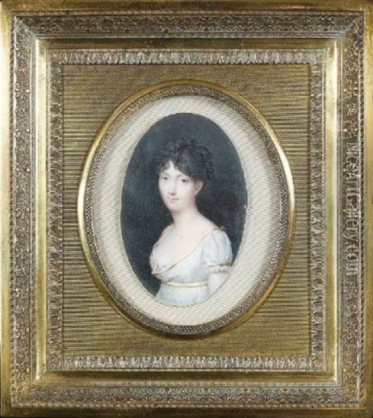 Portrait De Stephanie De Beauharnais (?), Plus Tard Duchesse De Bade Oil Painting - Jean-Baptiste Isabey