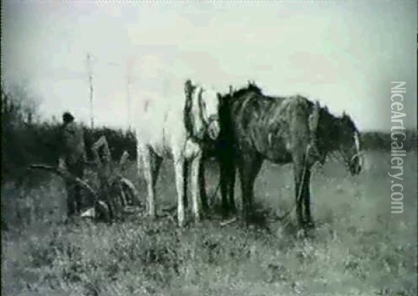 A Ploughman And His Horses Oil Painting - Anton Mauve