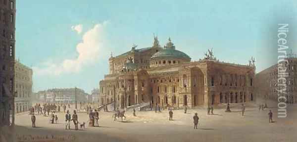 Une vue de l'Opera, Place de la Madeleine, Paris Oil Painting - Charles Marchand