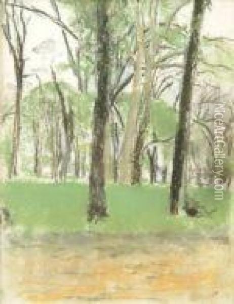 Le Deux Troncsnoirs Dans Le Parc Oil Painting - Jean-Edouard Vuillard