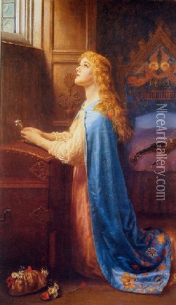 Forget Me Not Oil Painting - Arthur Hughes