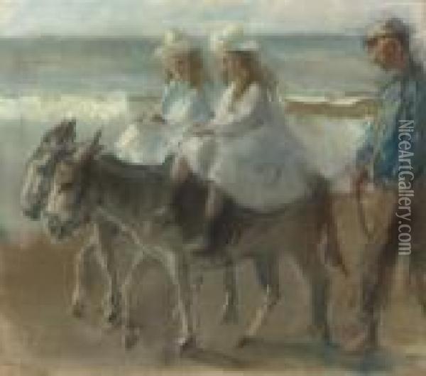 A Donkey-ride On The Beach Of Scheveningen Oil Painting - Isaac Israels