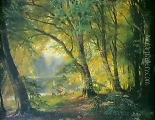 Radyr Ved Strand I Bogeskov Oil Painting - Carl Frederik Peder Aagaard
