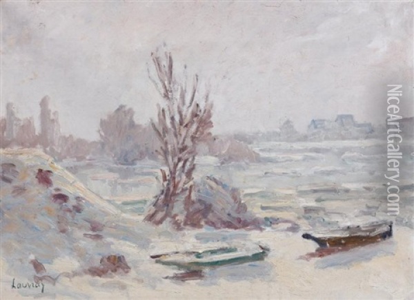 La Riviere Enneigee Oil Painting - Abel Louis Alphonse Lauvray