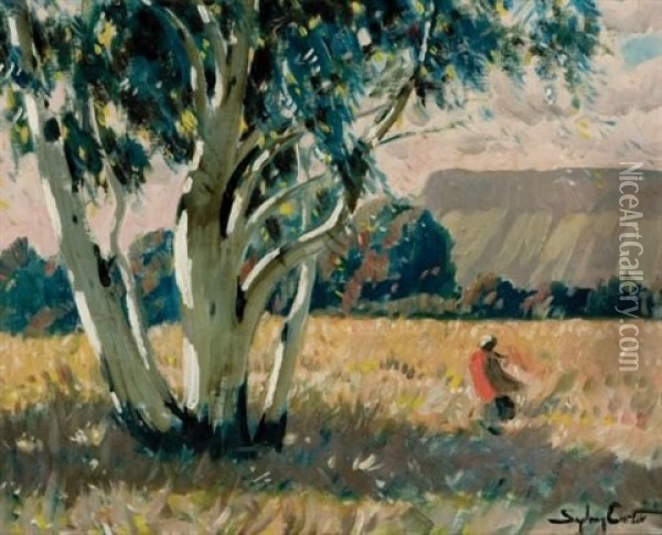 Cloaked Figure On A Windy Day Oil Painting - Sydney Carter