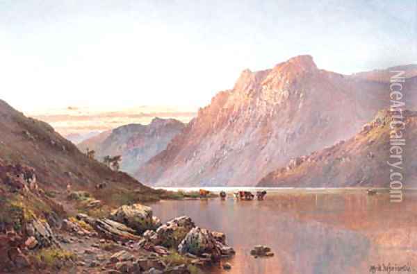 An Autumn Sunset, the Western Highlands Oil Painting - Alfred de Breanski