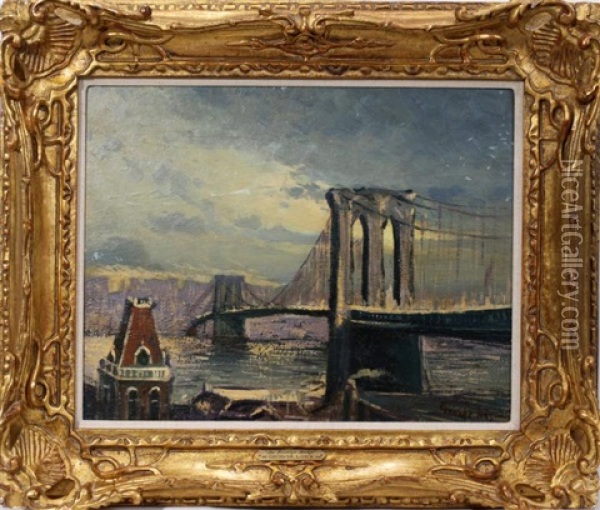 Brooklyn Bridge Oil Painting - George Benjamin Luks
