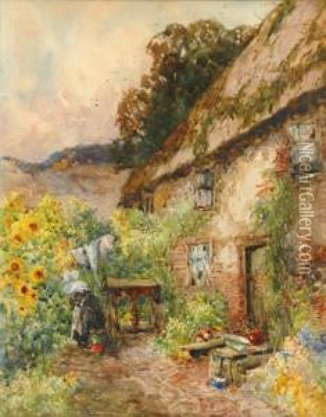 Country Cottage Oil Painting - George Charles Haite