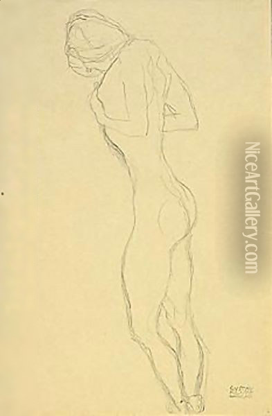 Standing Nude Female Oil Painting - Gustav Klimt