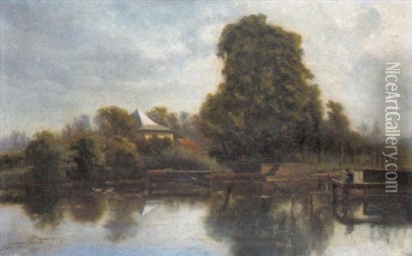 Lijnvisser Bij De Sluis Oil Painting - Theodore Gerard