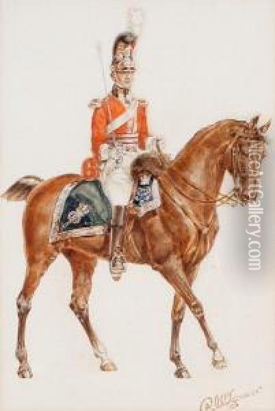 An Officer Of The 1st Royal Dragoons Oil Painting - Reginald Augustus Wymer