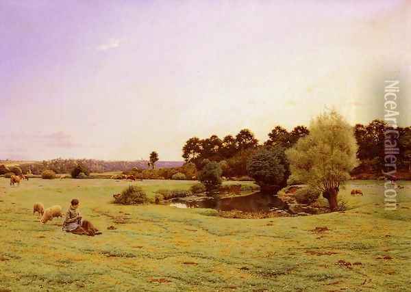 Le Paturage (The Pasture) Oil Painting - Jean Ferdinand Monchablon