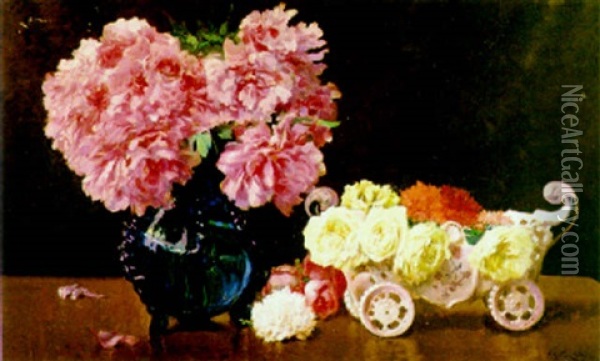 Bodegon De Flores Oil Painting - Juan Martinez Abades