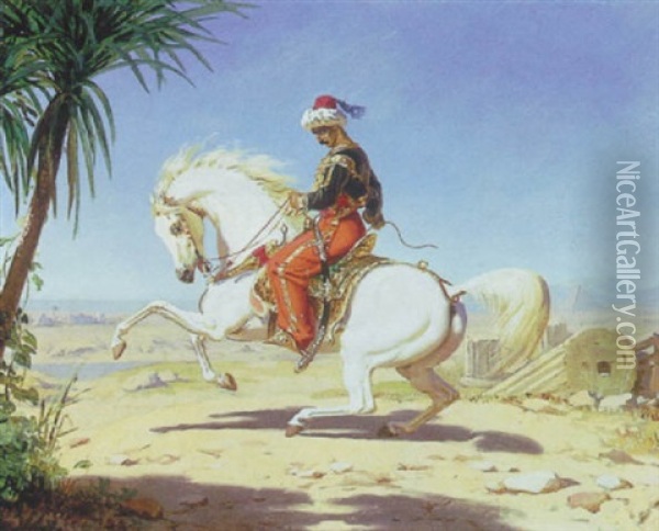 A Man On Horseback In Egypt Oil Painting - Charles Christian Nahl