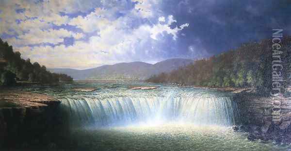 Falls of the Cumberland River, Whitley County, Kentucky Oil Painting - Carl Brenner