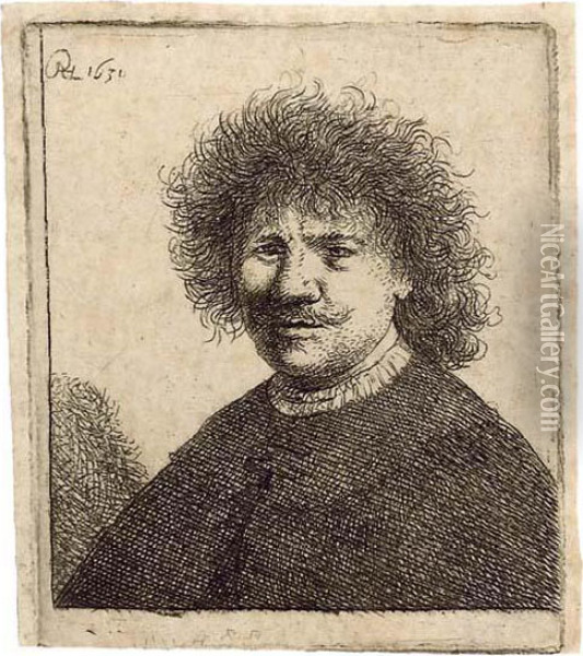 Self-portrait In A Cloak With A Falling Collar: Bust Oil Painting - Rembrandt Van Rijn